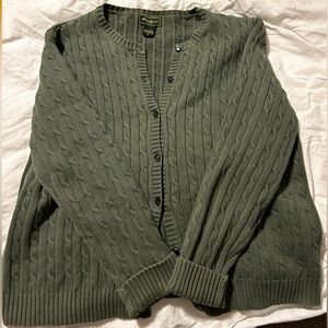 Vintage Sage Cotton Blend Cable Knit Cardigan